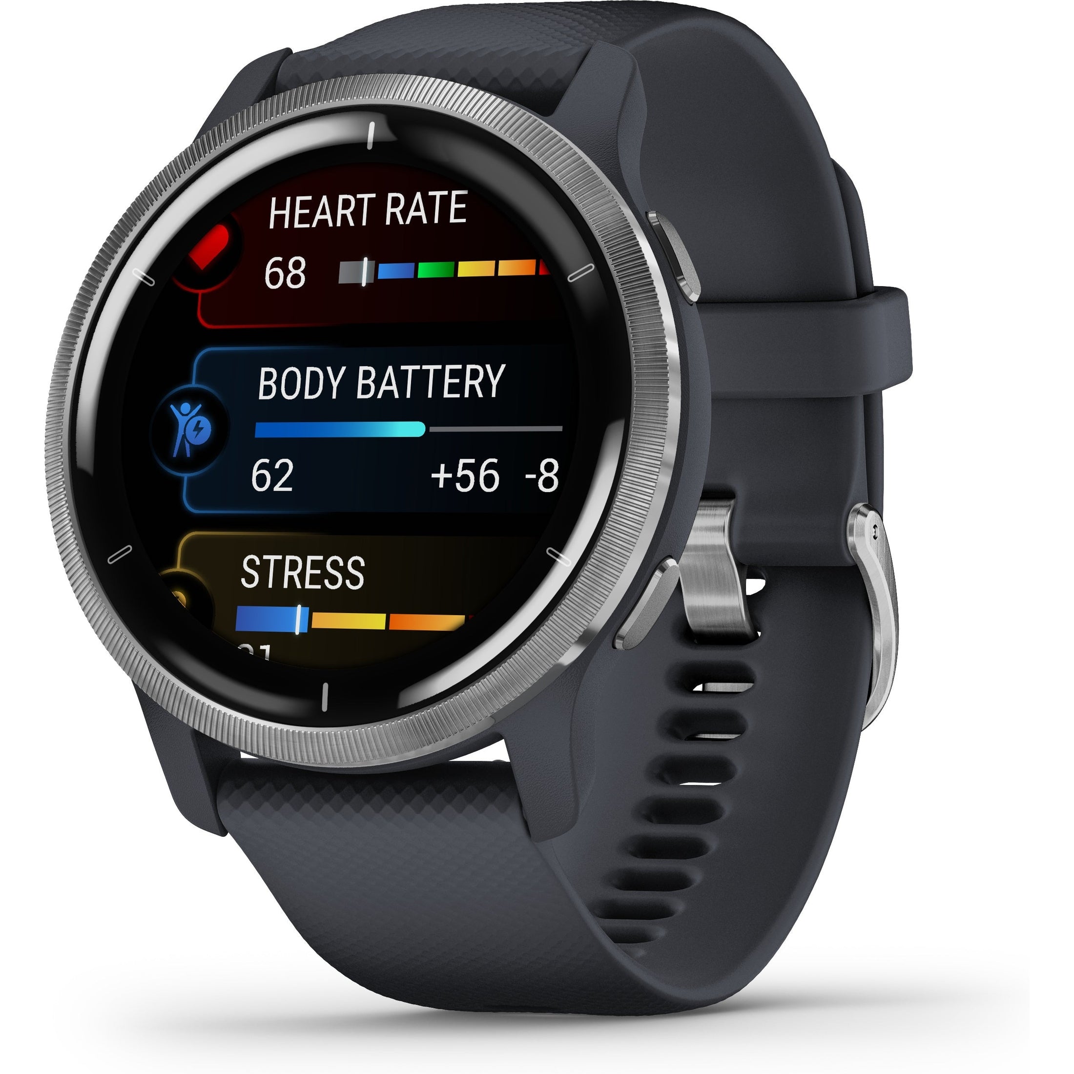 Garmin Venu 2 GPS Smartwatch, Granite Silver Blue