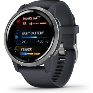 Garmin Venu 2 GPS Smartwatch, Granite Silver Blue