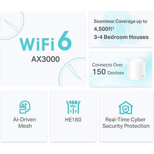 TP-LINK Deco X50 WiFi 6 Mesh System, 2-pack, White