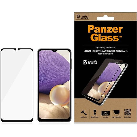PanzerGlass Tempered Glass, Samsung Galaxy A13 / M23 / M33 5G, Black Frame