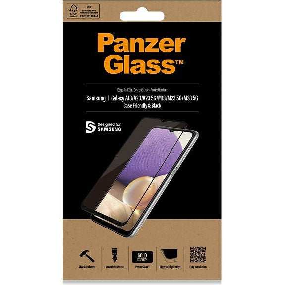 PanzerGlass Tempered Glass, Samsung Galaxy A13 / M23 / M33 5G, Black Frame