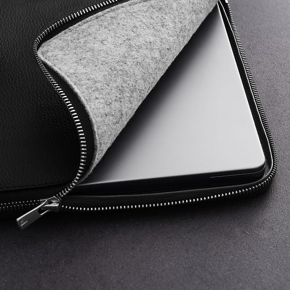 Woolnut Leather Folio Sleeve for 13/14" MacBook, Black