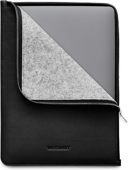 Woolnut Leather Folio Sleeve for 13/14" MacBook, Black