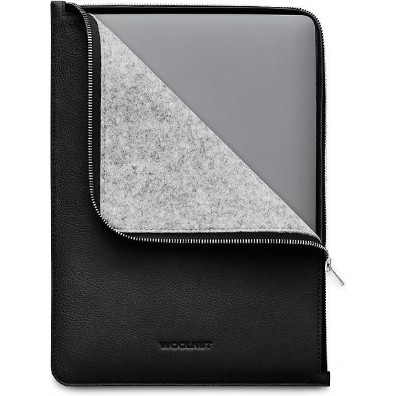 Woolnut Leather Folio Sleeve for 13/14" MacBook, Black
