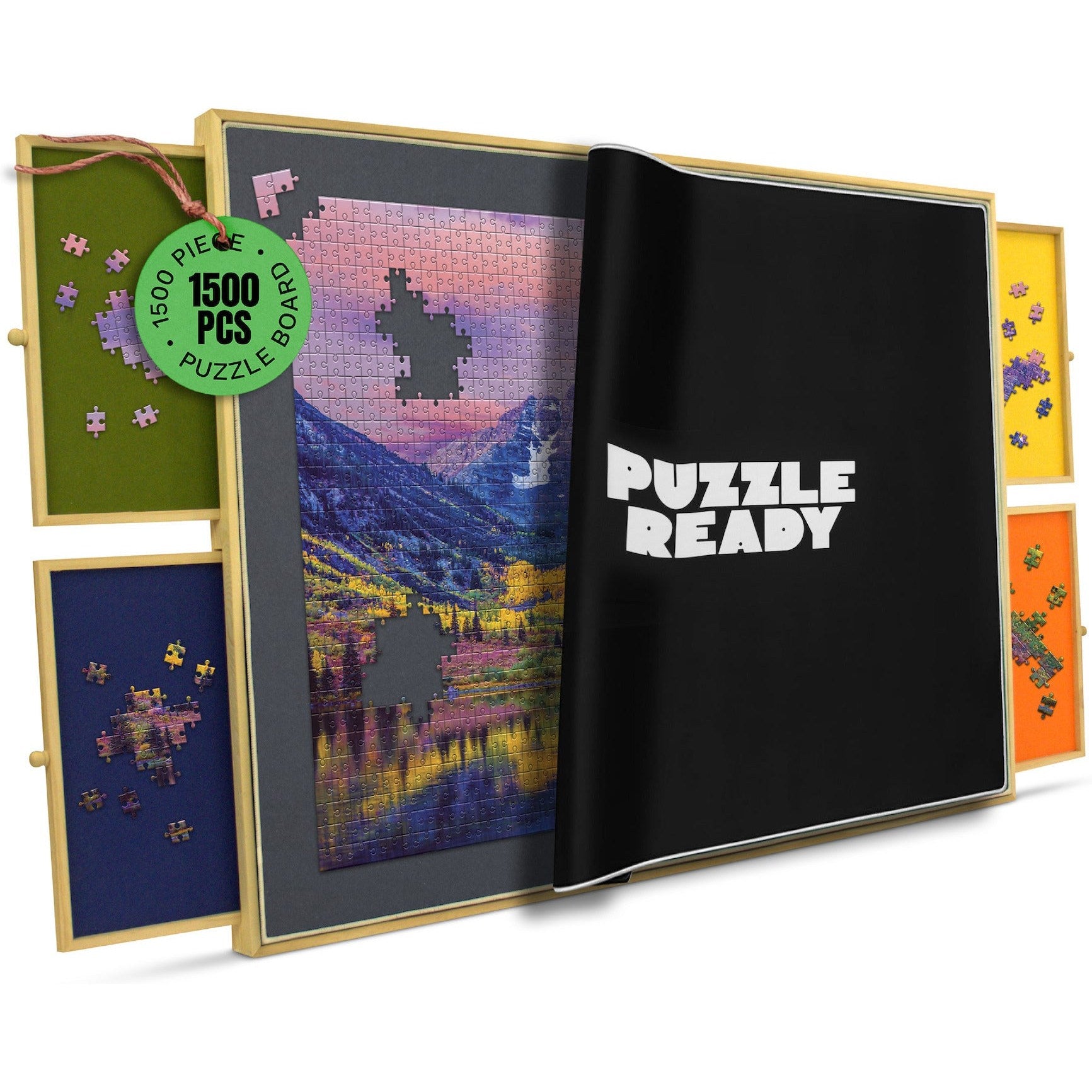 Puzzle Ready - Portable Puzzle Board with 6 Sorting Trays, 1500 Pieces ...