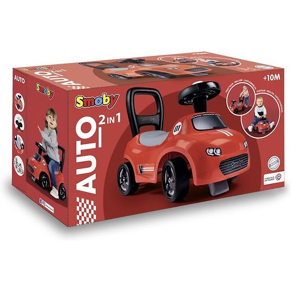Smoby Kids 2-in-1 Ride-On Car, Red