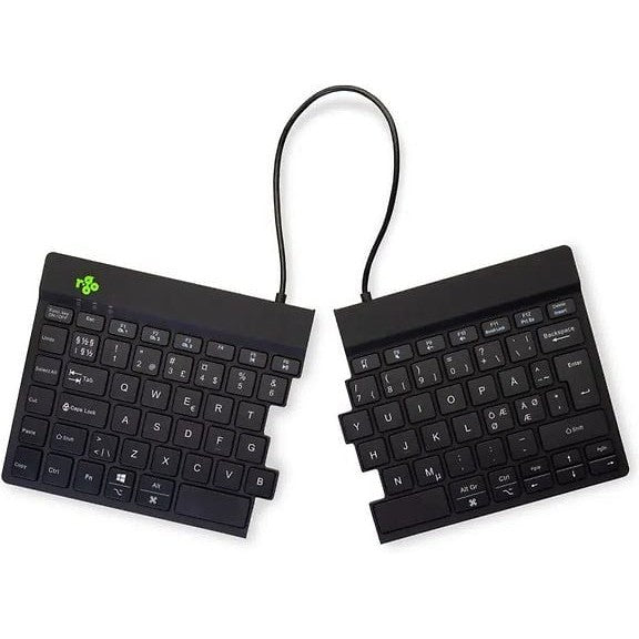 R-Go Split Break Two-Part Ergonomic Wireless Keyboard, Black