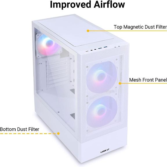 Lian Li LANCOOL 205 MESH C ATX Case with Window, White