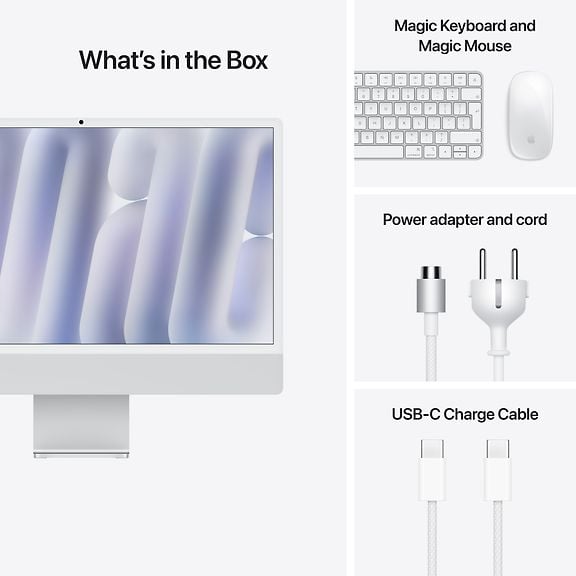 Apple iMac 24" M4 16 GB, 256 GB -computer, silver MWUC3