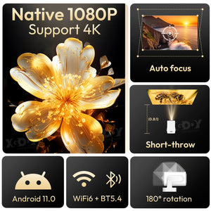 Gimbal 5 PRO Portable Projector Android 14.0, Native 1080P