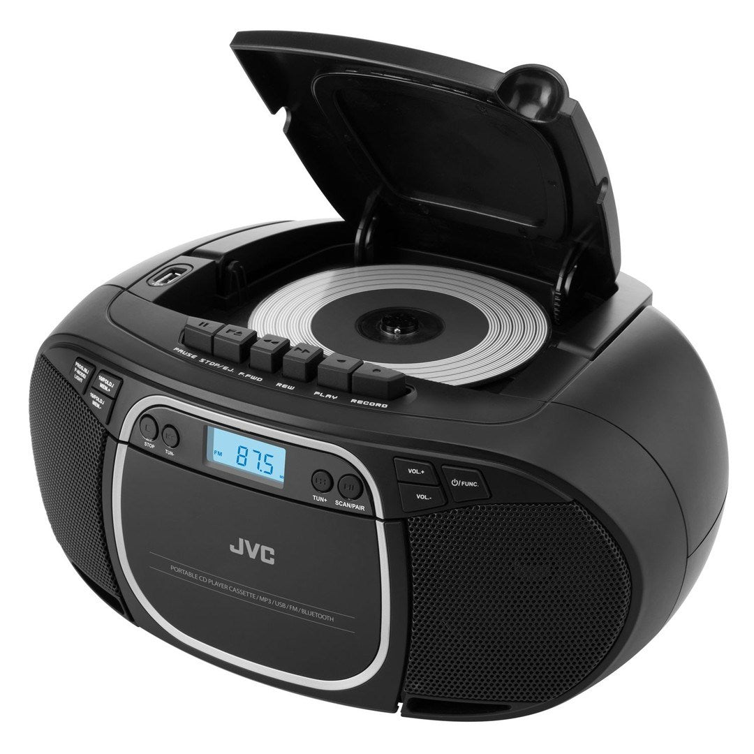 JVC RC-E451B Portable CD and Cassette Player with FM Radio and Bluetooth