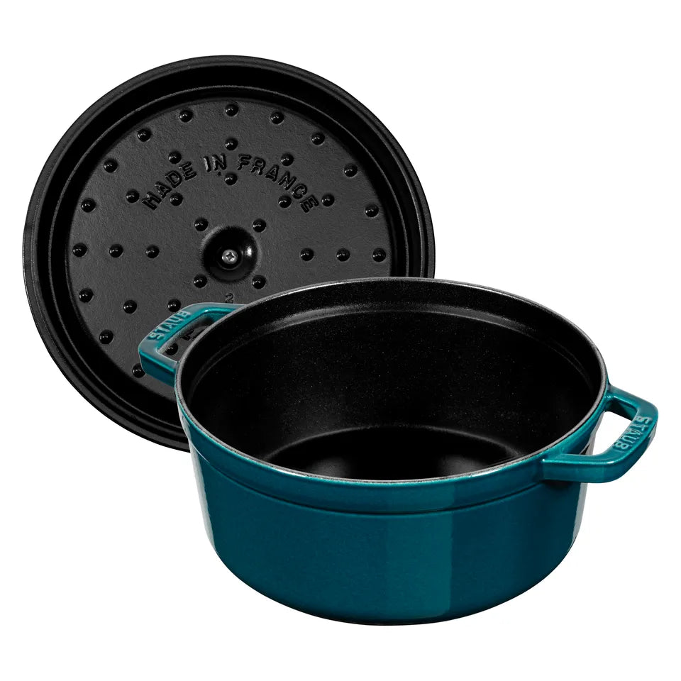 Staub Round Cocotte 24 cm , 3.8 L , Majolique La Mer. For all hob types
