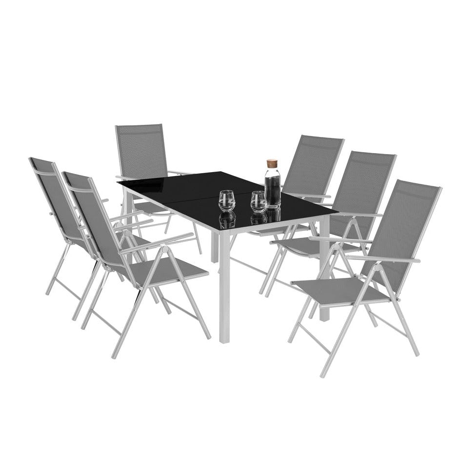 Tectake Marcellino Foldable Garden Chair, Silver 2-pack