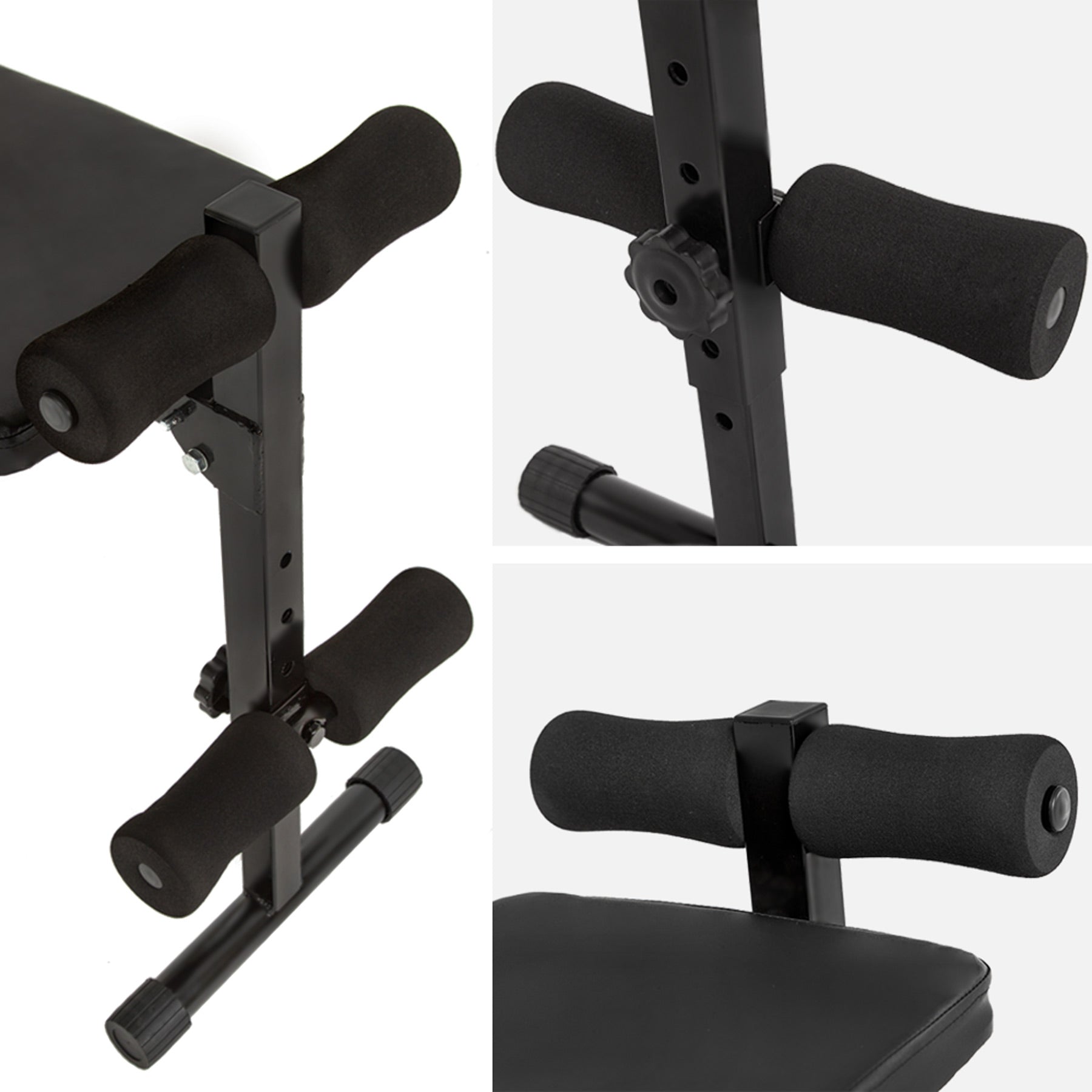 Sit-Up Bench - 4 positions, padded leg brace, foldable, faux leather & non-slip feet