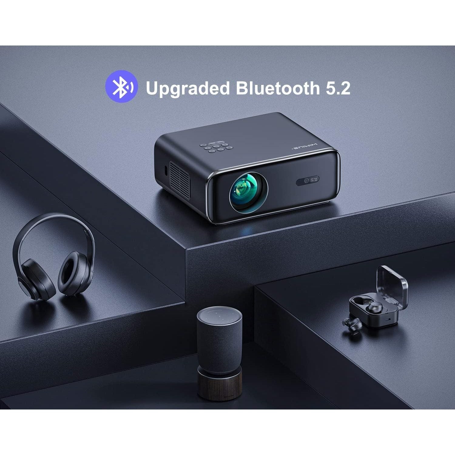WiMiUS P62 Full HD 1080P Home Cinema Projector with Auto Focus, Wi-Fi 6, and Bluetooth 5.2