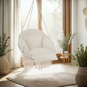 Swing Chair Samira - thick seat cushion, stable ropes for hanging indoor or outdoor