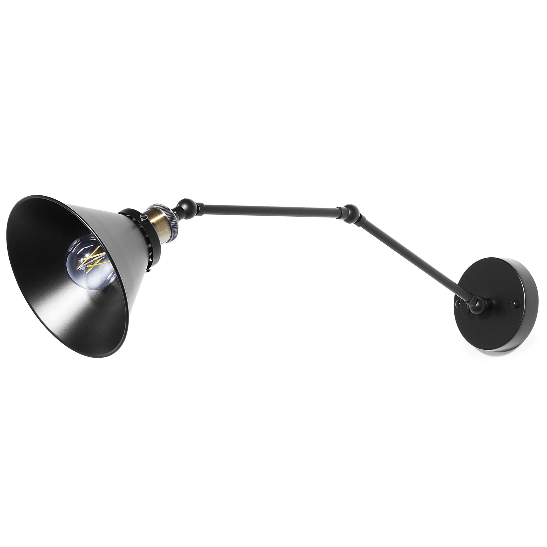 Beliani Narva Set of 2 Wall Lamps, Black Metal