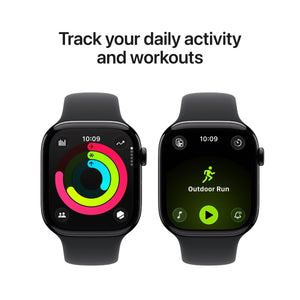 Apple Watch Series 11 GPS 46 mm Jet Black Aluminium Case with Black Sport Band - M/L