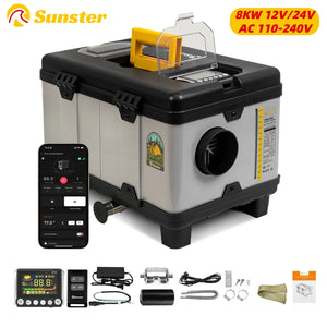 Sunster 8KW Diesel Heater GSM 4G 12/24V & 230V Turbo Ventilation Auto Start/Stop Webasto