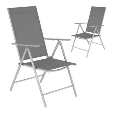 Tectake Marcellino Foldable Garden Chair, Silver 2-pack