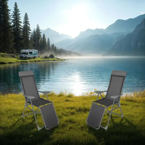 Tectake 2-Pack of Jana Aluminum Garden Chairs, Anthracite