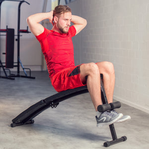 Sit-Up Bench - 4 positions, padded leg brace, foldable, faux leather & non-slip feet