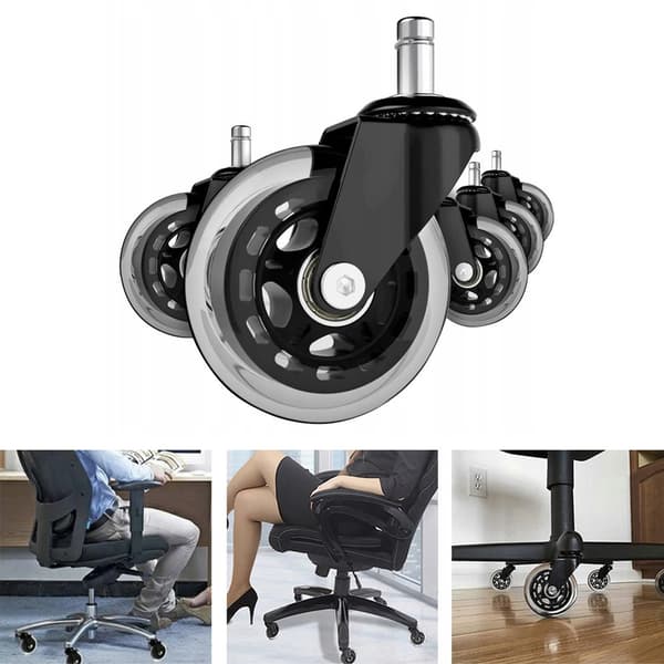 Mt Malatec Office Chair Wheels 5 Pack, Black