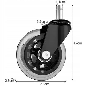 Mt Malatec Office Chair Wheels 5 Pack, Black