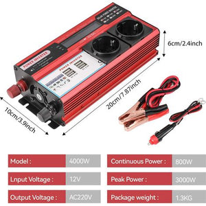 4000W Power Inverter with 4 USB Ports and LED Display