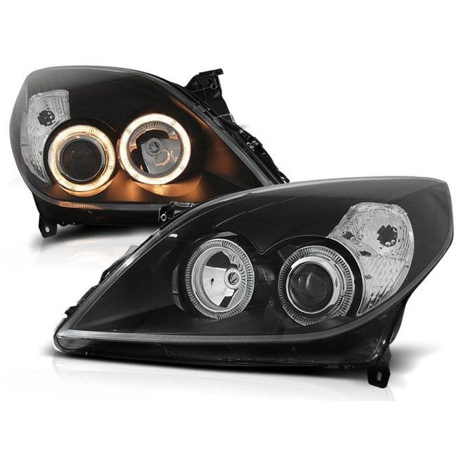 Headlights Dual Halo Rims for OPEL VECTRA C 09 05-08 ANGEL EYES, Black