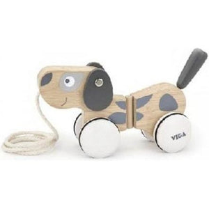 Viga Pull-Along Dog, Grey & White