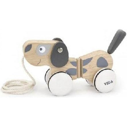 Viga Pull-Along Dog, Grey & White