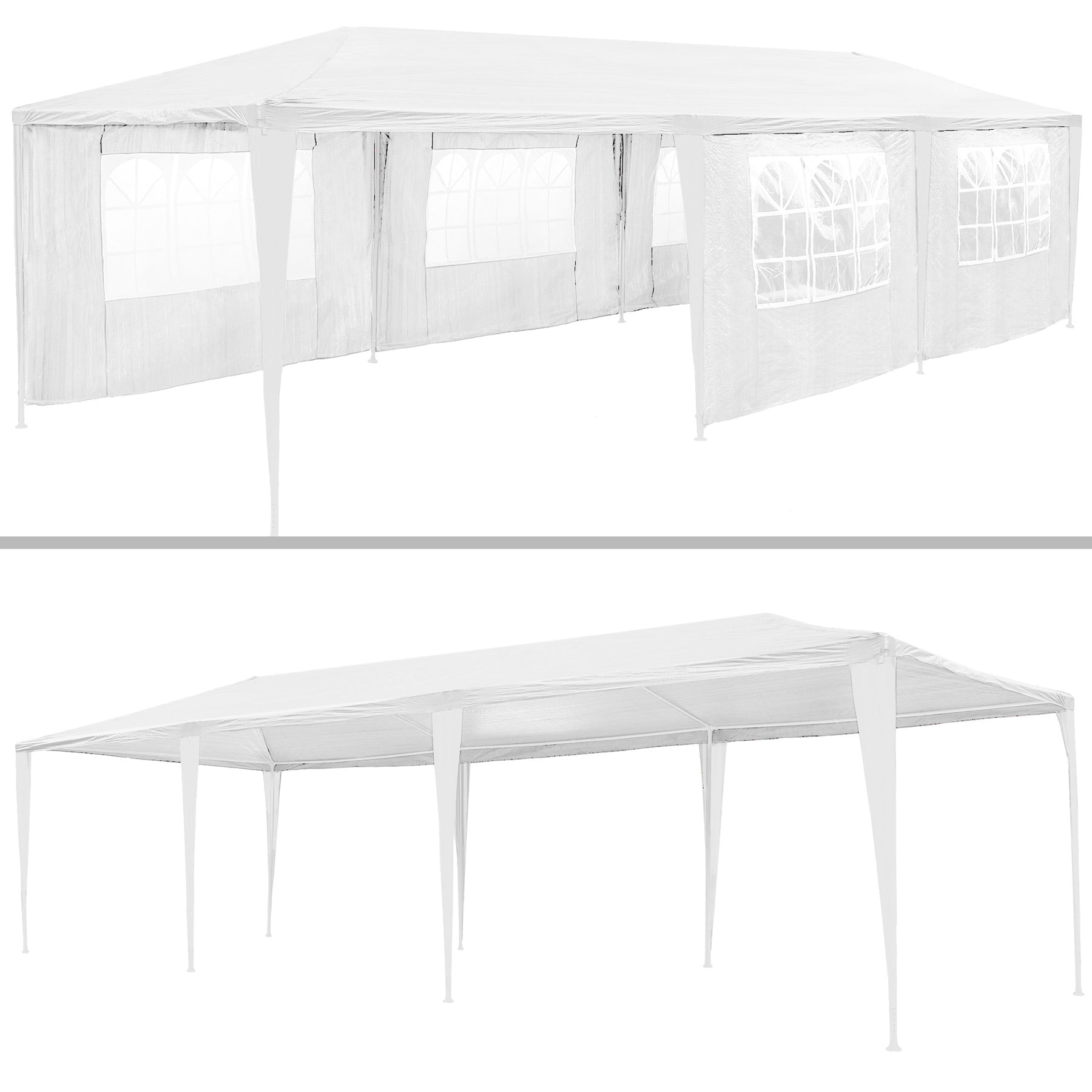 Gazebo - 9 x 3 m, 8 side panels, waterproof, UV protection