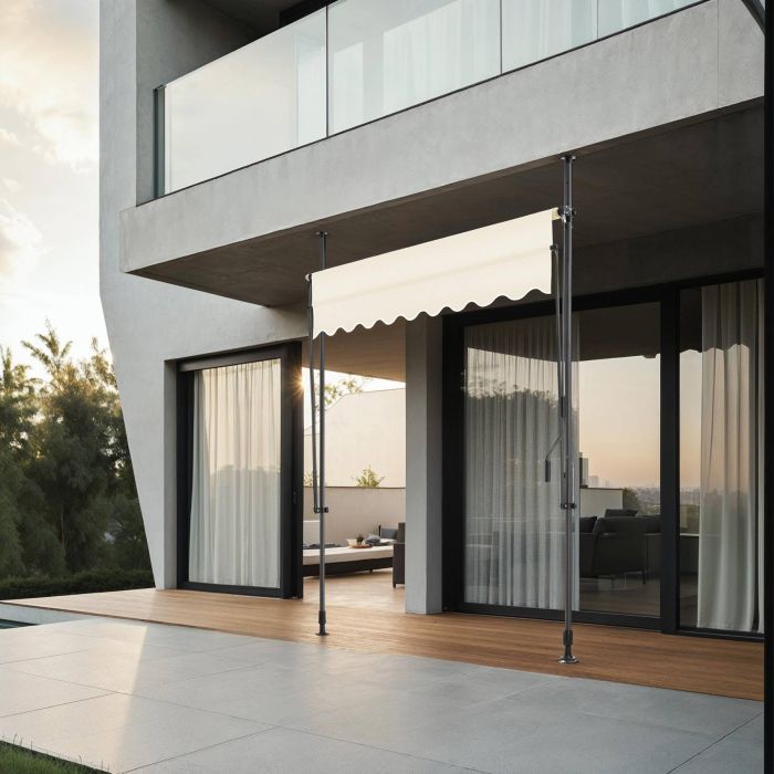 Tectake Stretch Awning, 200 x 180 cm, Beige