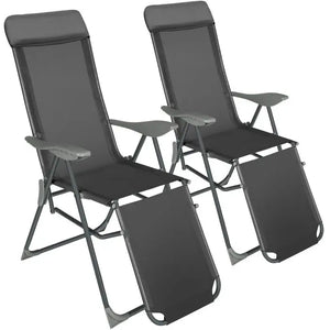 Tectake 2-Pack of Jana Aluminum Garden Chairs, Anthracite