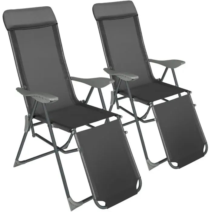 Tectake 2-Pack of Jana Aluminum Garden Chairs, Anthracite