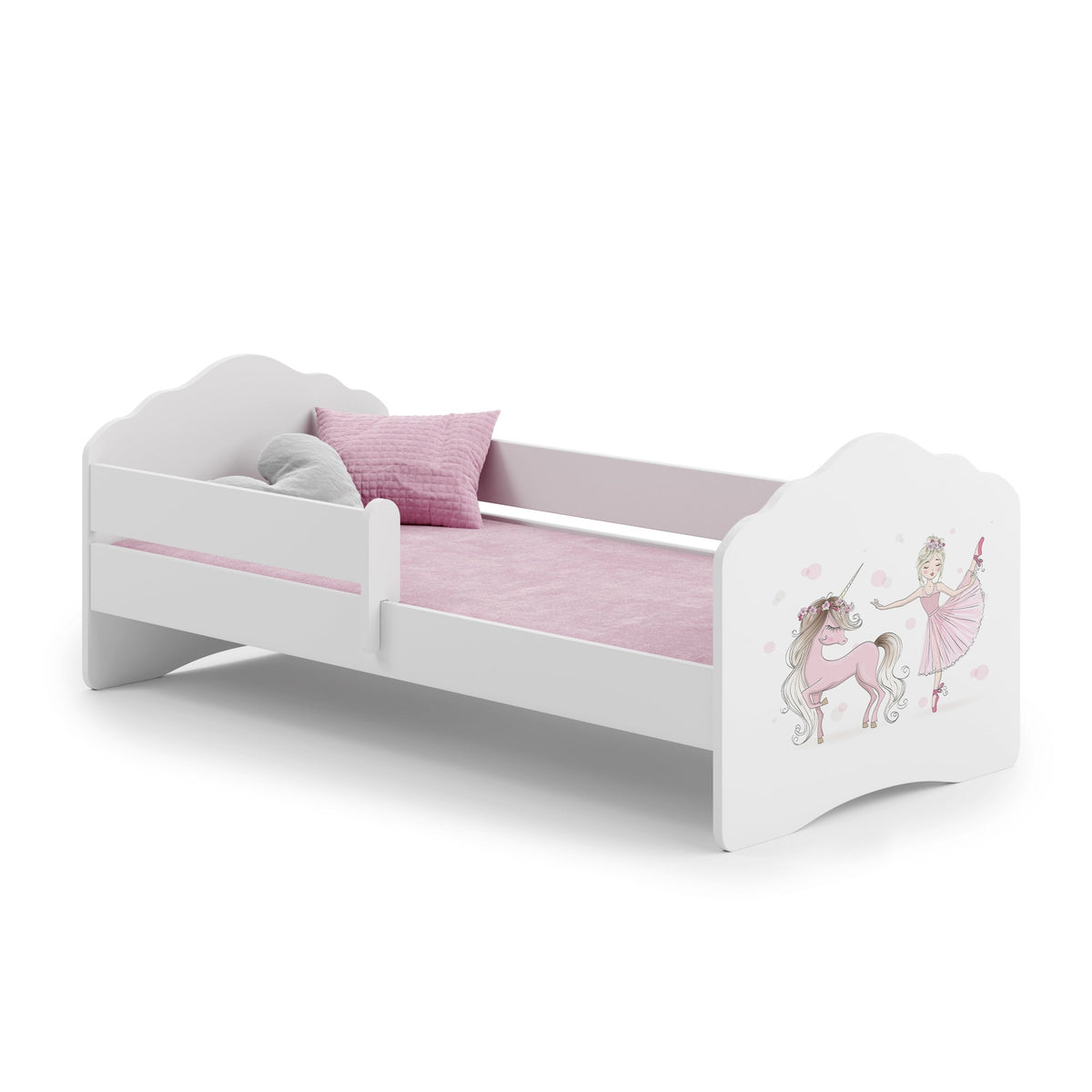 Children's Bed with Mattress and Safety Railing 160x80cm, White