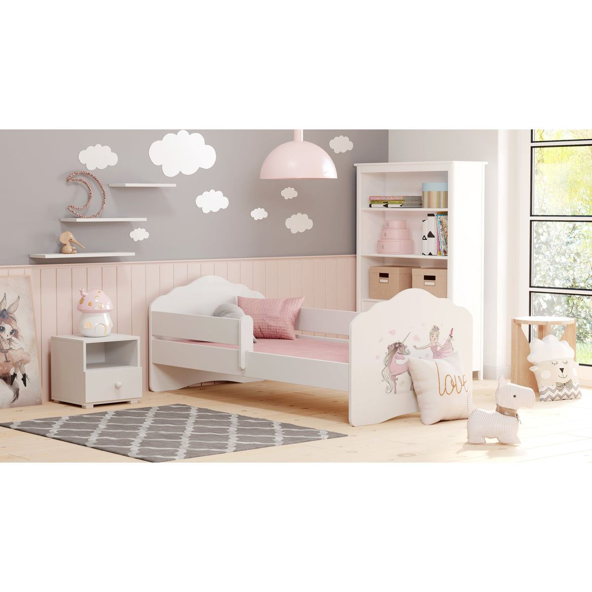 Children's Bed with Mattress and Safety Railing 160x80cm, White