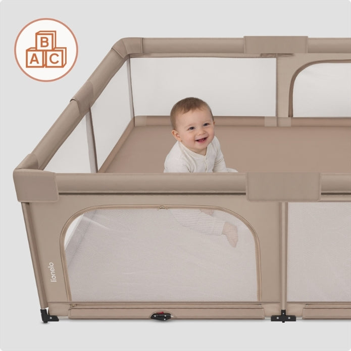 Lionelo Florence Easy Fold Playpen 150 x 180 cm - Beige Sand