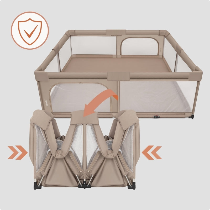 Lionelo Florence Easy Fold Playpen 150 x 180 cm - Beige Sand