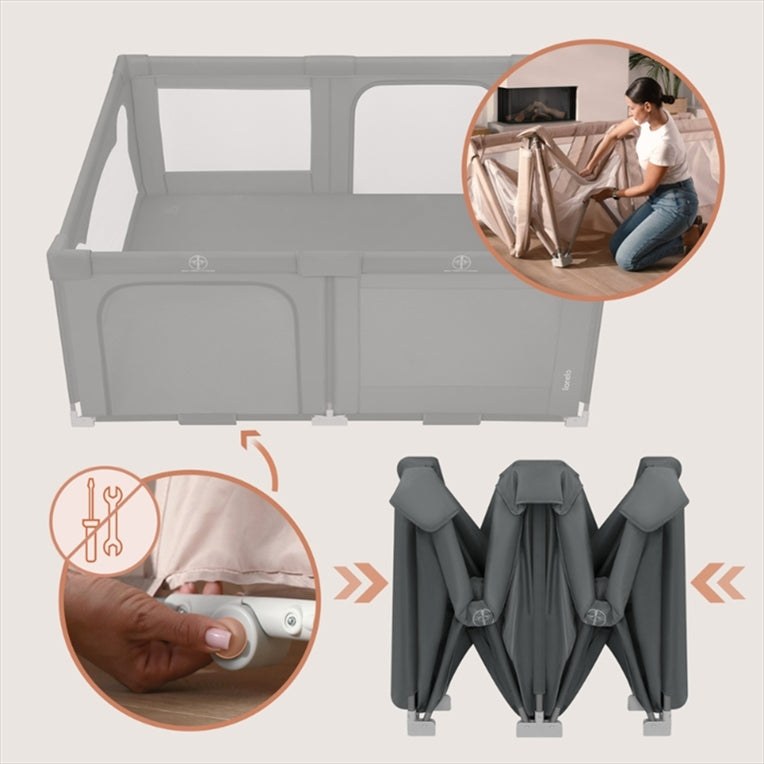 Lionelo Florence Easy Fold Playpen, Grey Graphite