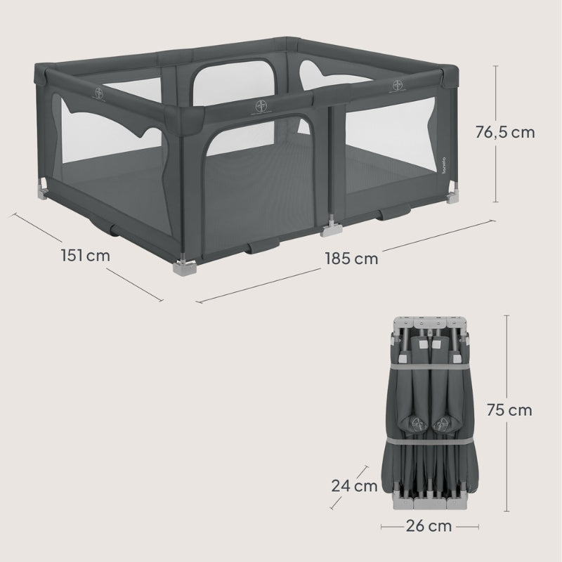 Lionelo Florence Easy Fold Playpen, Grey Graphite