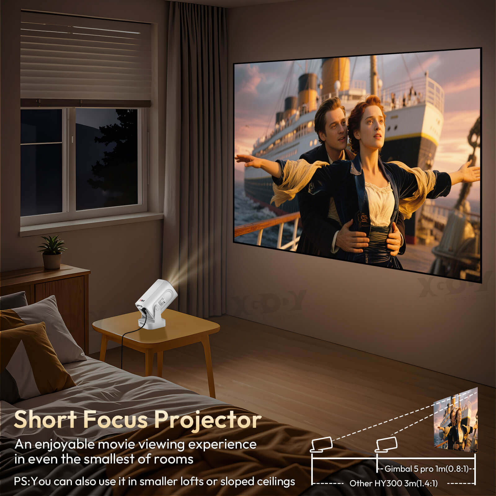 Gimbal 5 PRO Portable Projector Android 14.0, Native 1080P