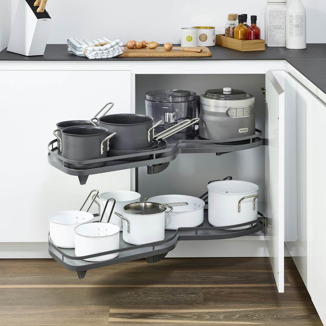 Kesseböhmer LeMans II 600 mm Arena Plus Style Corner Cabinet Pull-Out, Left-Hand, Anthracite