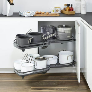 Kesseböhmer LeMans II 600 mm Arena Plus Style Corner Cabinet Pull-Out, Left-Hand, Anthracite