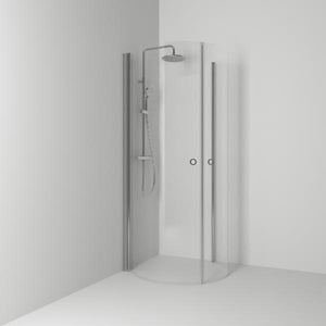 Skoga Round Shower Corner with Matte Aluminum Profile and Clear Glass, 95x80 cm