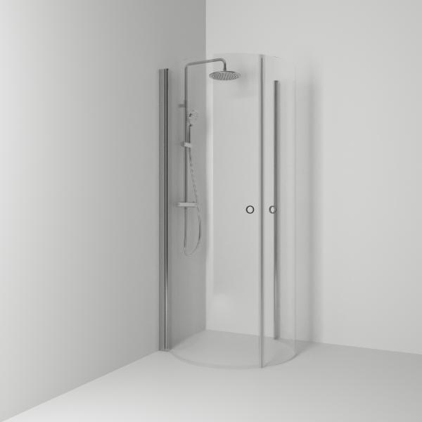 Skoga Round Shower Corner with Matte Aluminum Profile and Clear Glass, 95x80 cm