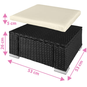 Footstool Bitonto - durable, UV-resistant polyrattan chair, 53 x 53 x 26 cm