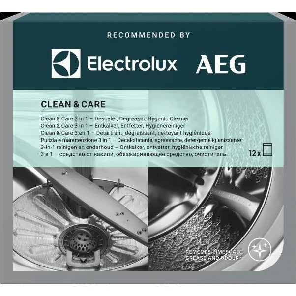 Electrolux Clean&Care 3in1 Limescale, Detergent & Grease Remover Powder, 12 Pack