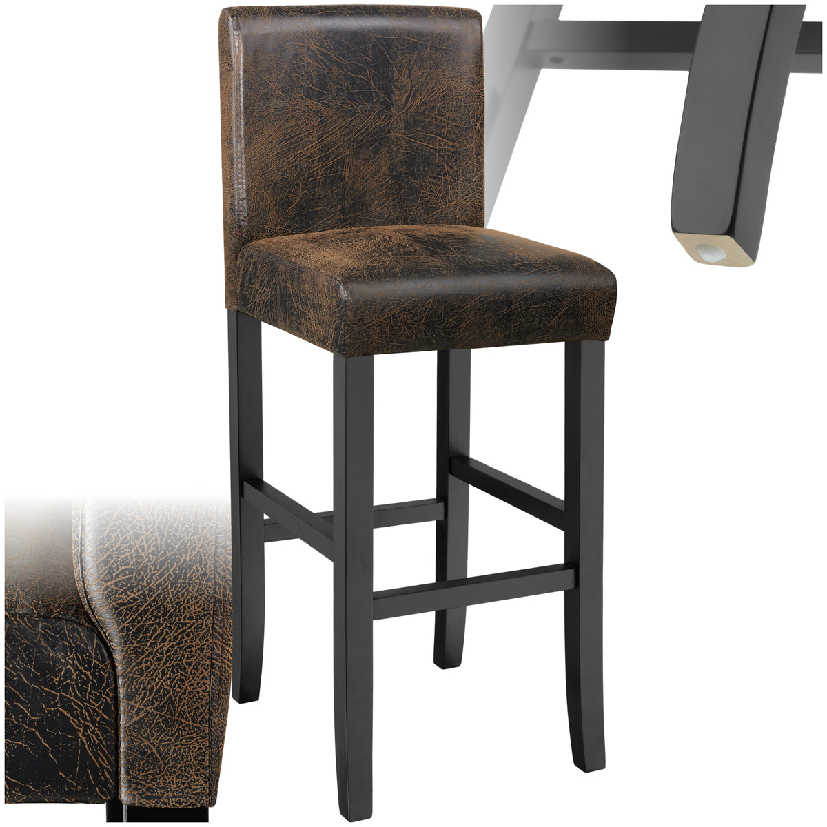Bar Stools with a padded backrest and faux leather cover